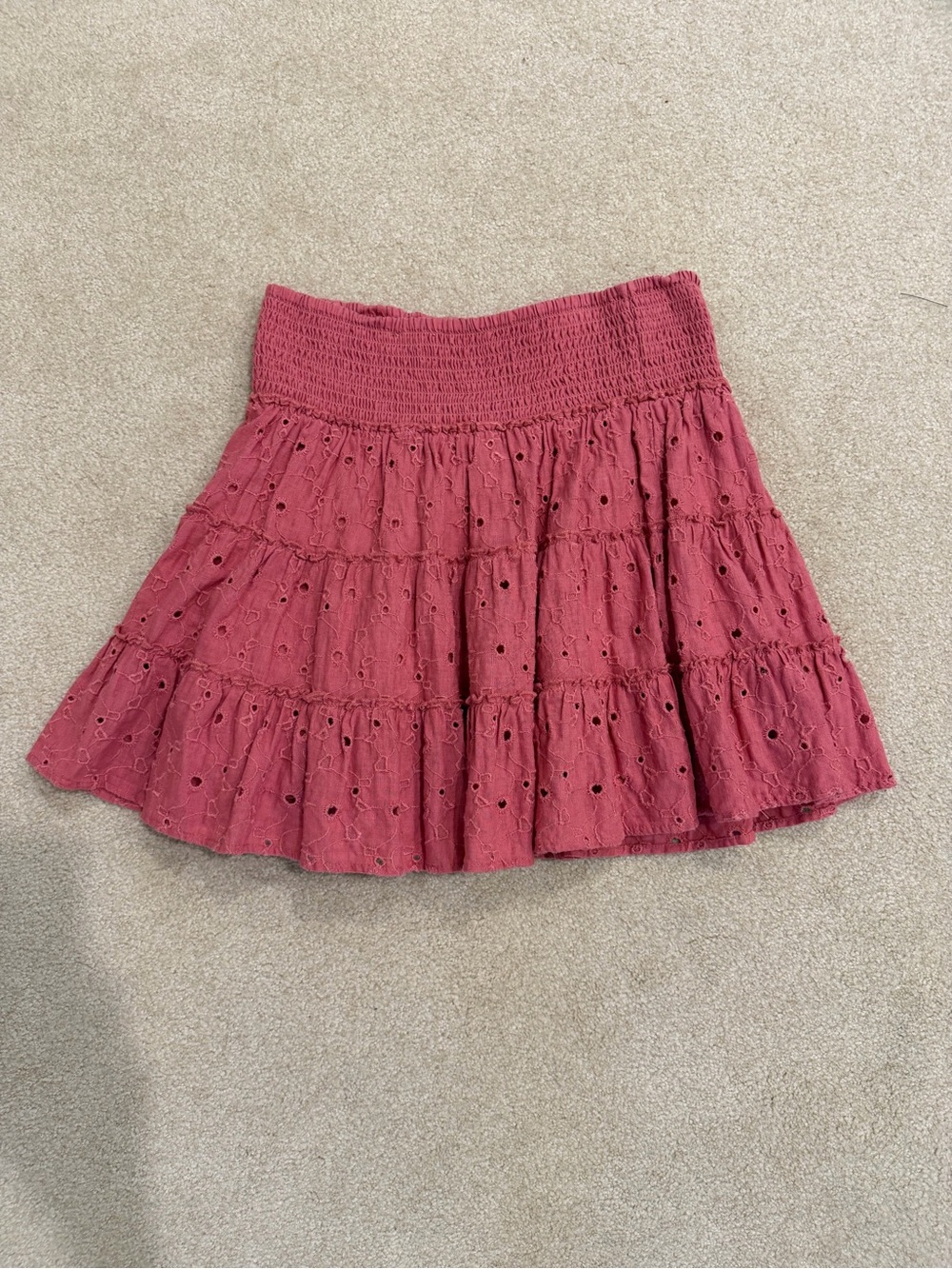 American Eagle Outfitters Rose Eyelet Tiered Mini Skirt - Picture 1 of 2